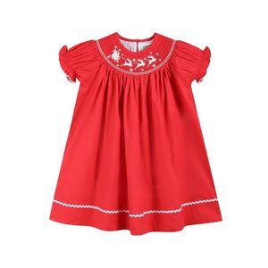 Lil Cactus Girls  Smocked Bishop Dress, Red
